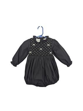 Carolina Smock Co. Infant One Piece Set, Black Long Sleeve Romper Shorts, 18 mos